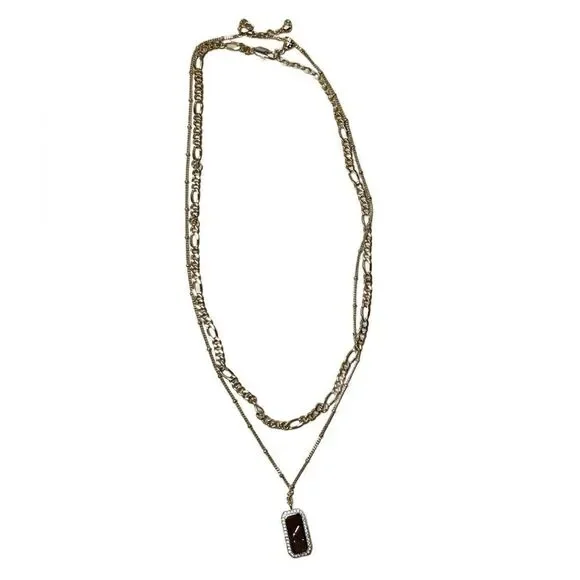 Gold Initial 'K' Pendant Double Necklace w/Faux Diamonds Costume Jewelry - Picture 2 of 14